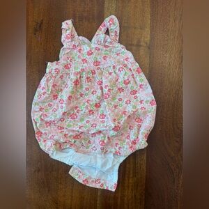 Floral Baby Romper with Pink & Green Flowers